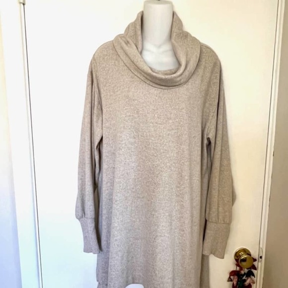 ANTHRO OATMEAL BEIGE MAEVE COWL NECK TUNIC TOP SIZE XL - Picture 3 of 12